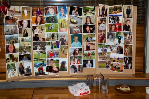 Leanne made up this photo board based on various family photos plus some from his Facebook page that were provided by other helpful people (he won't allow his parents to be his fb friend).